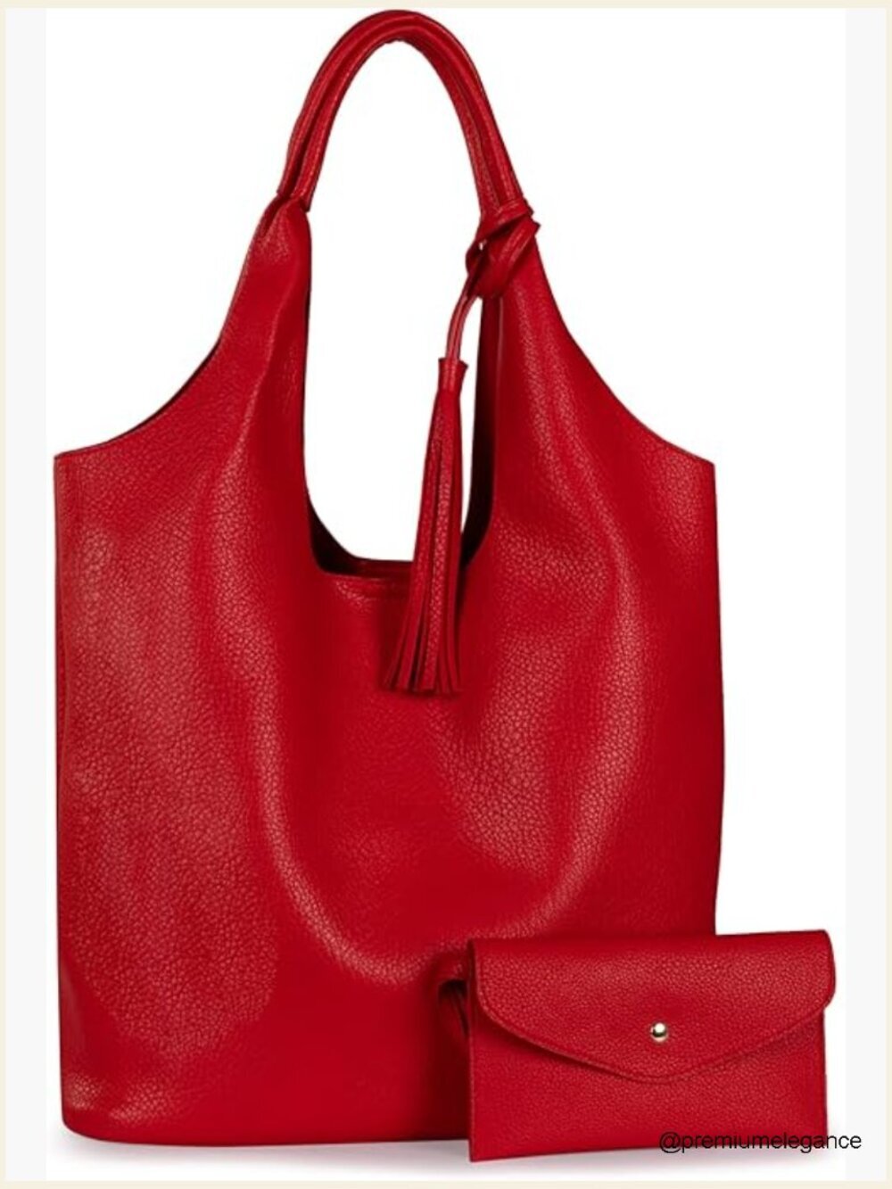 Slouchy Hobo Handbag with Tassel and Matching Wallet